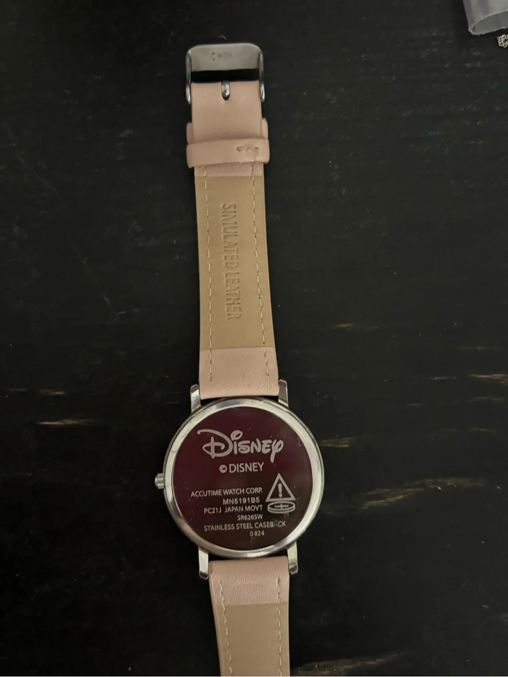 Pink Leather-Strap Minnie Mouse Analog Watch